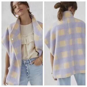Anthropologie | Andersen & Lauth Llilac Lavender Purple Cream Plaid Capelet Vest